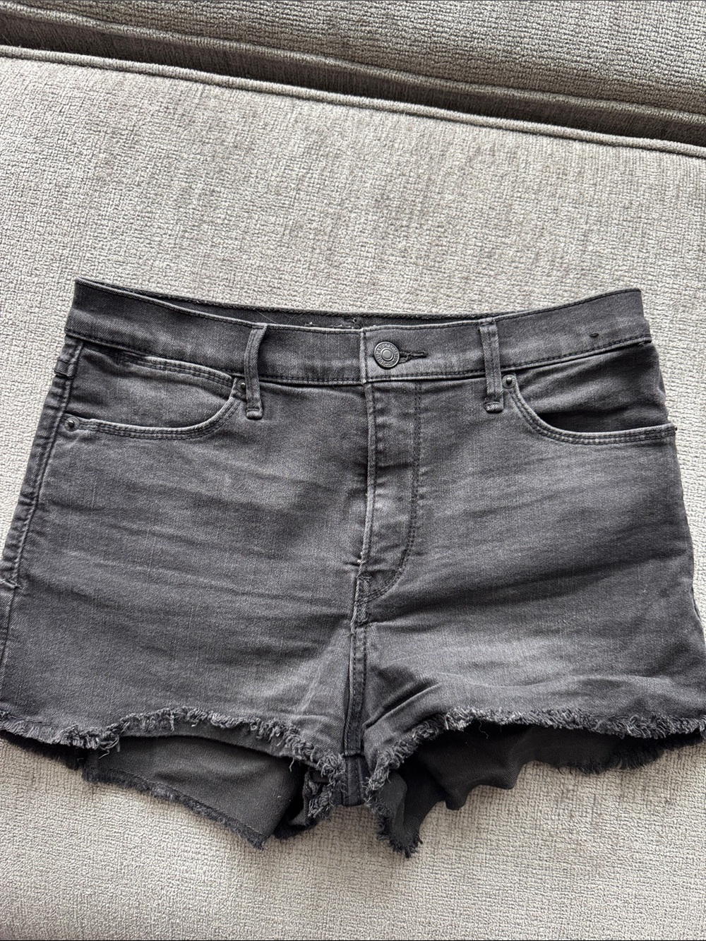 Abercrombie & Fitch Black Frayed Hem Denim Shorts